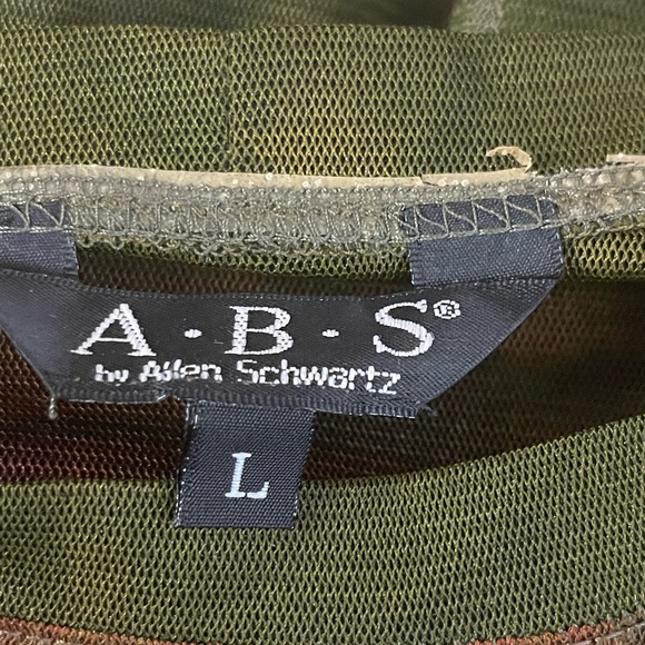 A•B•S by Allen Schwartz brown, Merlot & teal sheer top - Picture 5 of 7
